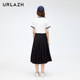 URLAZH Youlan New Retro Cotton Casual Age Reducing Spliced ​​Denim Skirt for Women