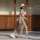 XG Snow Song Khaki Commuter Simple Skirt 2025 Summer New Irregular Mesh Design Mid-Long Skirt for Women
