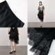 XG Xue Ge Black Commuter Irregular Skirt Fashion Summer New Creative Lace Spliced ​​Mid-Long Skirt Women's Clothing