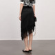 XG Xue Ge Black Commuter Irregular Skirt Fashion Summer New Creative Lace Spliced ​​Mid-Long Skirt Women's Clothing