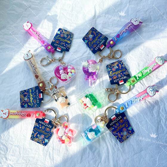 Spot Singapore Airport Travel Souvenirs Souvenirs Quicksand Drifter Bottle Floating Merlion Keychain Hanging Ornaments