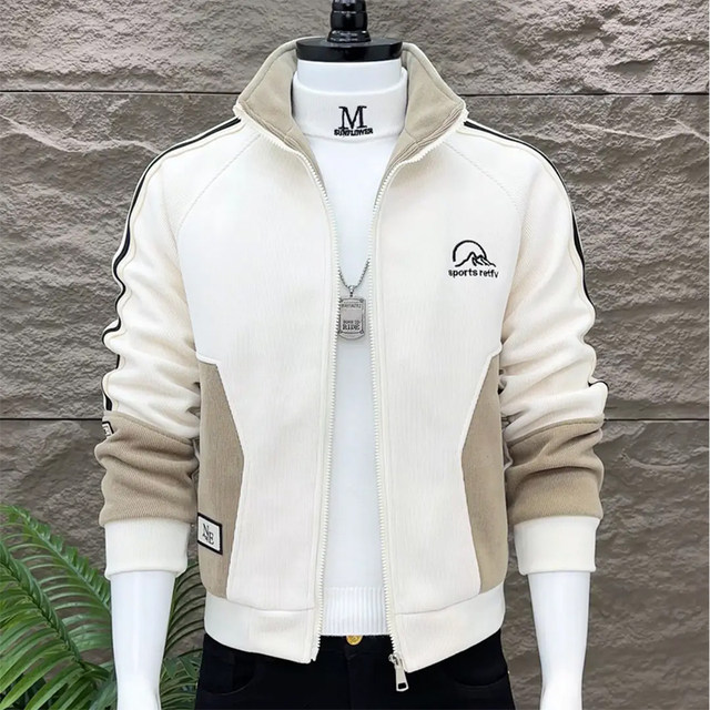 Winter new men's jacket jacket plus velvet thickened and warm fashion Korean version slimming stand -up collar versatile tide top