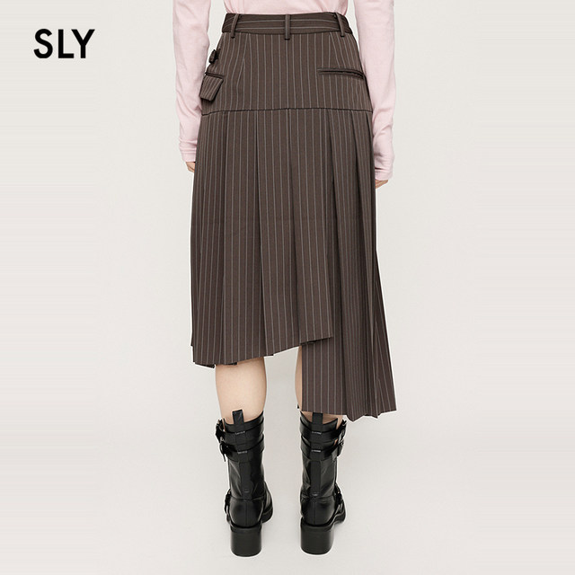 
SLY 2025 summer new product commuter style irregular pleated skirt asymmetrical skirt 030ISZ31-1061
