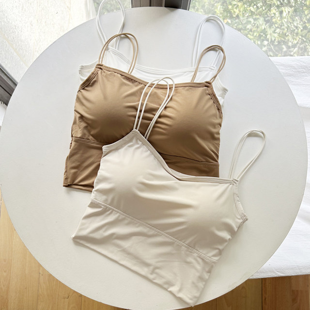 Ice silk suspender female with vest thin bottom bottoming base in summer wears underwear with chest pads and beautiful back bras
