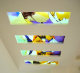 Customized tempered modern Korean Japanese -style art glass lampshade ceiling top elegant carving Mediterranean blue base line