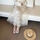 European Station 2025 Spring New V+.COM Fashionable and versatile mesh mid-length skirt Cake skirt
