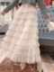 2024 spring and summer new French style sweet sequin spliced ​​mesh high waist big A-line cake skirt for women