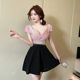 Sexy low-cut v-neck lace spliced ​​short-sleeved dress for work at nightclubs
