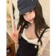 Retro embroidered denim overalls for women in spring and summer new American high-waisted slimming loose straight wide-leg floor-slimming pants