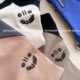 KLFOLLOW embroidered smiley face inserted shoulder sleeves stitching loose long -sleeved T -shirts spring and autumn oversize couple European and American tide
