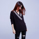 Fei Color European Station Lazy Loose Large Size Long Sleeve Pullover Mid-Length Black Low Large V-Neck Sweater Knitwear for Women