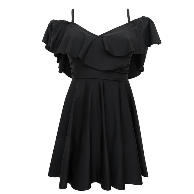 Women's swimsuit one-shoulder one-piece dress style 200Jin [Jin equals 0.5kg] fat mm student ins cover belly and slimming hot spring conservative large size swimsuit