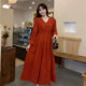 Fat mm Korean retro chic cotton and linen dress women's new tall maxi skirt to ankle slimming A-line skirt