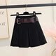 Maillard skirt for women's autumn new American miniskirt with leather belt Hong Kong style retro brown pleated skirt