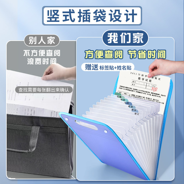 A4 Portable Folder Test Roll Bag Student Multi -layer Large -Layer ...