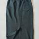 New cotton solid color skirt for women with elastic high waist rear slit midi skirt casual sports straight skirt with pocket
