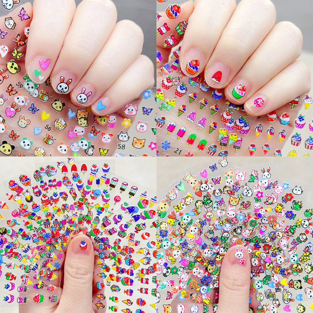 Children's luminous fingernails baby cartoon rabbit mana sticker children's sticker fingernails lascivale nail stickers
