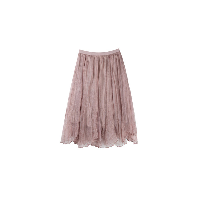 Meat rolls are slightly fat big size women's clothing petals irregular hem fat mm fairy atmosphere feeling skirt gauze skirt summer