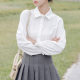 College style lace-up bow white shirt women's flared sleeves with vest base shirt long sleeve top autumn and winter new style
