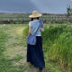Qiuyu moment versatile loose denim midi skirt