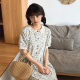Forest summer pastoral style blue floral short-sleeved dress retro lace lace doll collar sweet long skirt