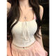 Hot girl pure pumping rope hollow suspender vest female bow, summer shoulder strap chest cushion, slim bottom top
