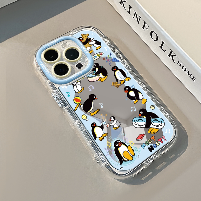 
Irregular Penguin Mirror Applicable to Apple 17promax Cream Shell Huawei Oppo New iPhone 16pro/15/13promax Mobile Case Real Me Redmi Xiaomi 13pro/u