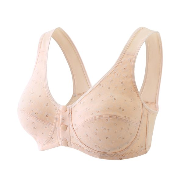 No steel wire sports comfortable front buckle pure cotton large size middle-aged and elderly thin cotton anti-convex wide shoulder strap vest bra