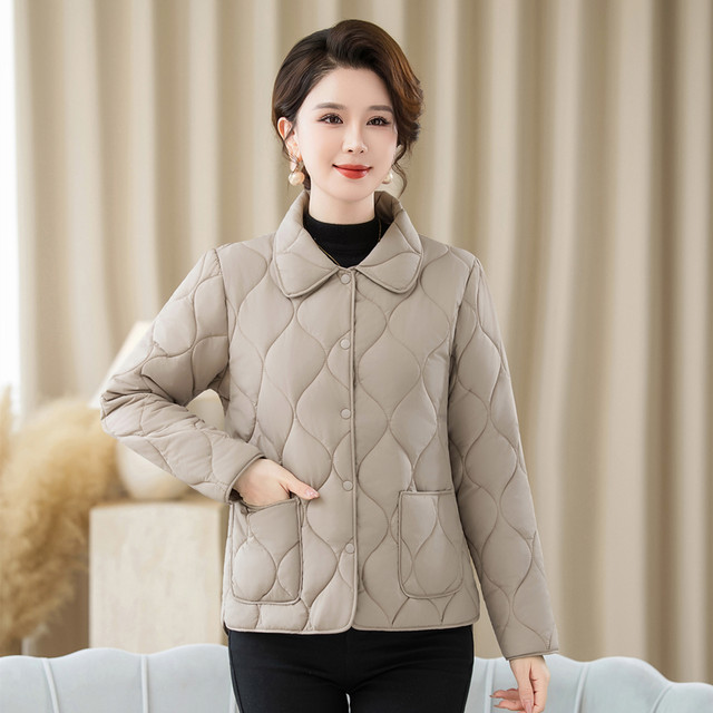 Mom's thin cotton coat 2025 new style middle-aged and elderly wear short temperament lapel cotton coat coat women's cotton coat