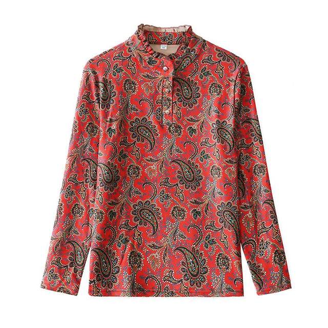 
Mother's spring and autumn new age-reducing bottoming shirt large size middle-aged and elderly women's fashionable half turtleneck top T-shirt small shirt