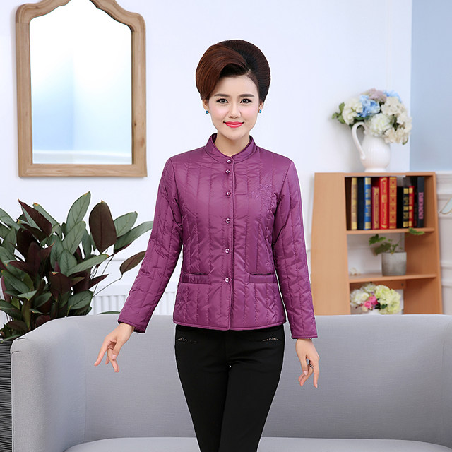 Middle-aged and elderly mothers wear small cotton jackets with large size women's short cotton jackets and thin down cotton inner liner for women
