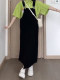 Large size early spring denim strap skirt for women fat mm high waist slimming belly dress pear-shaped body hiccup skirt
