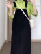 Large size early spring denim strap skirt for women fat mm high waist slimming belly dress pear-shaped body hiccup skirt