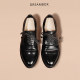 Dreambox Junbo high-end washed horsehide pointed-toe derby shoes handmade Goodyear men's casual leather shoes