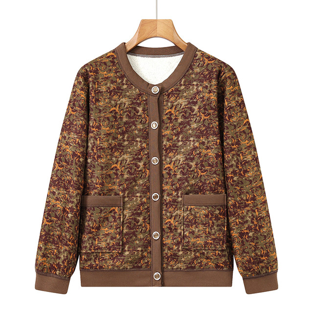 Fat mother plus velvet autumn and winter clothing plus fat plus size middle-aged and elderly women and grandmothers thickened warm clothes and coats for the elderly