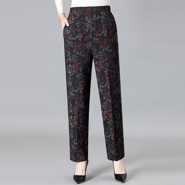 Mom's pants, spring and autumn, middle-aged and elderly women's pants, winter special plus fat plus size, elderly plus velvet granny straight trousers