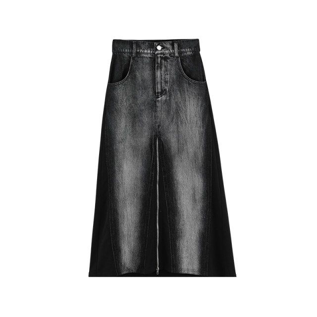 X--MOOM2024 autumn new style piece zipper decoration denim half-body waist skirt