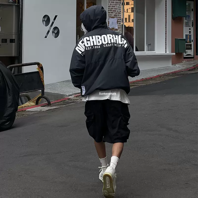 Sunken/NEIGHBORHOOD ANORAK连帽半拉链冲锋衣尼龙夹克外套男22AW-Taobao