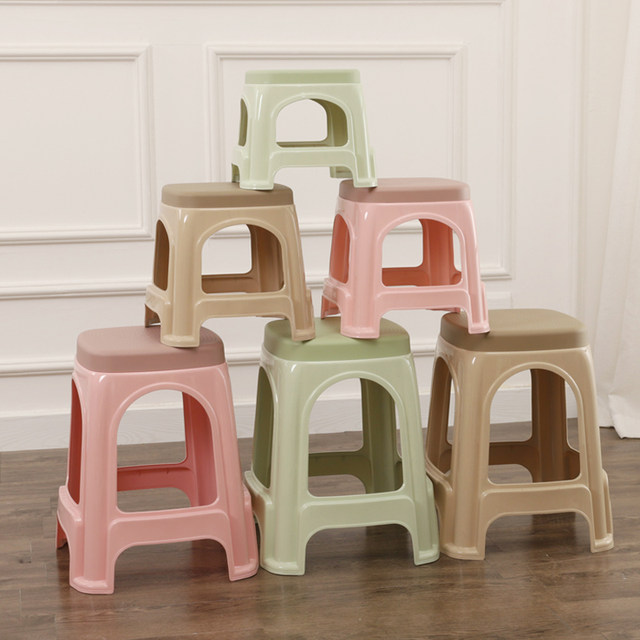 Thickened plastic stools for household adult living room dining table chairs high stool stool small stool low stool square stool can be stacked