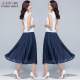 Summer new literary retro mid -long skirt thin cotton and linen skirt high waist thin waist thin umbrella skirt large size women's skirt
