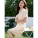 Mo Hanyimei temperament hollow texture lace lapel dress 2025 summer new POLO collar dress for women
