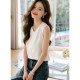 Mohan Yimei casual V-neck sleeveless slit basic vest T-shirt 2025 summer new versatile vest T-shirt for women