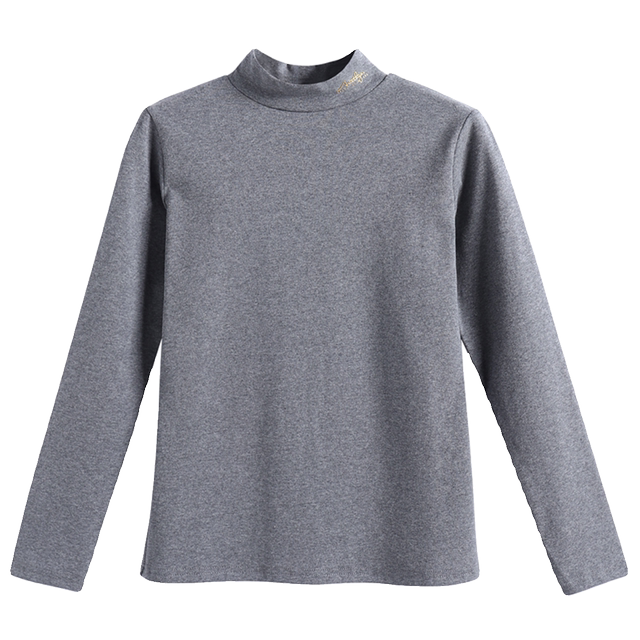 Pure cotton half-high neck bottom shirt for women in autumn and winter clothes thickened warm autumn clothes slim mid-neck trendy long-sleeved top