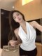 Pure desire atmosphere, swaying neck halter vest, female summer temperament, high-end backless slim sleeveless top, wear outside