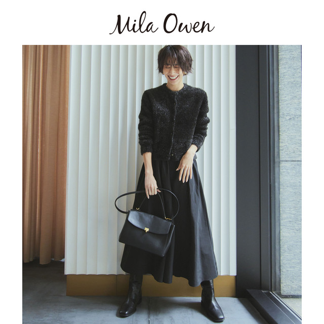 Mila Owen24 autumn and winter new product fashionable and elegant high-waist lace-up pleated A-line skirt 09WFS245005

