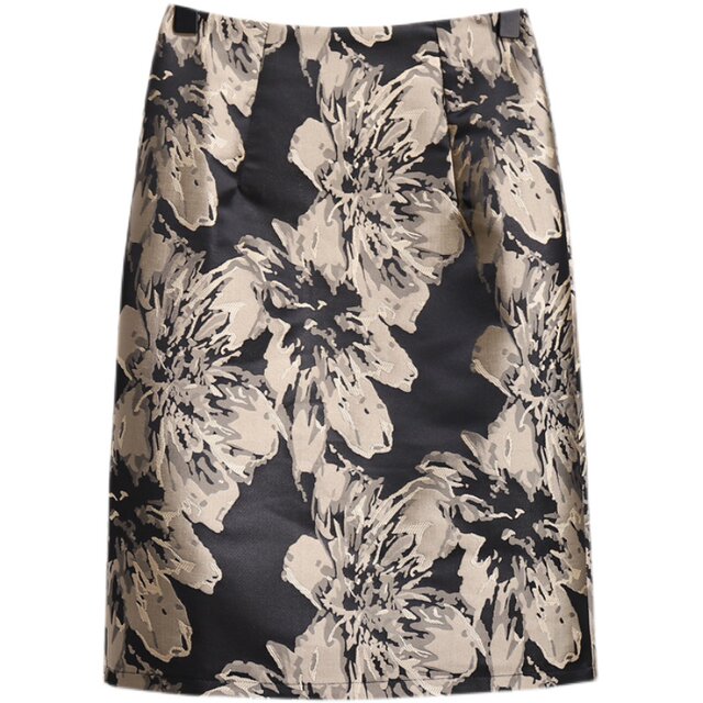 Elegant style jacquard skirt for women 2025 summer new high waist mid-length slit one-step skirt hip-covered mid-skirt