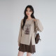 Lan Ruoshui large-size women's clothing design sense slit printed sweatshirt fat mm autumn new belly covering top
