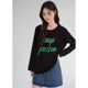 Lan Ruoshui Large size women's letters, printed loose tops, autumn new product fat MM casual bottoming shirts American T -shirt