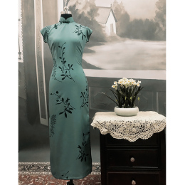 Color ring soup with the same female star long chiffon cheongsam Republic of China style old Shanghai dress summer daily