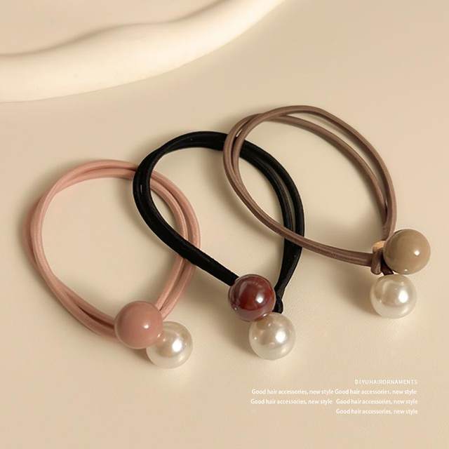 Simple pearl headband for women with hair tied bun rubber band hair loop for women with high elastic thick low ponytail hair accessories